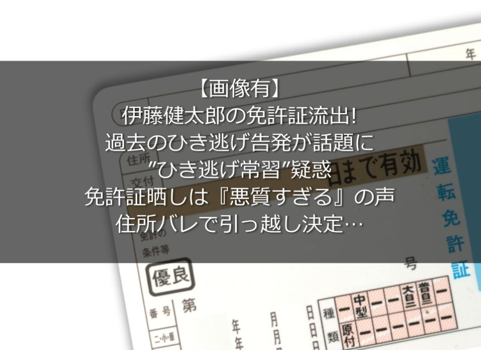 画像 伊藤健太郎の免許証流出 過去にもひき逃げ疑惑 悪質すぎる の声 うさぎ好き主婦 ウサ子の日常