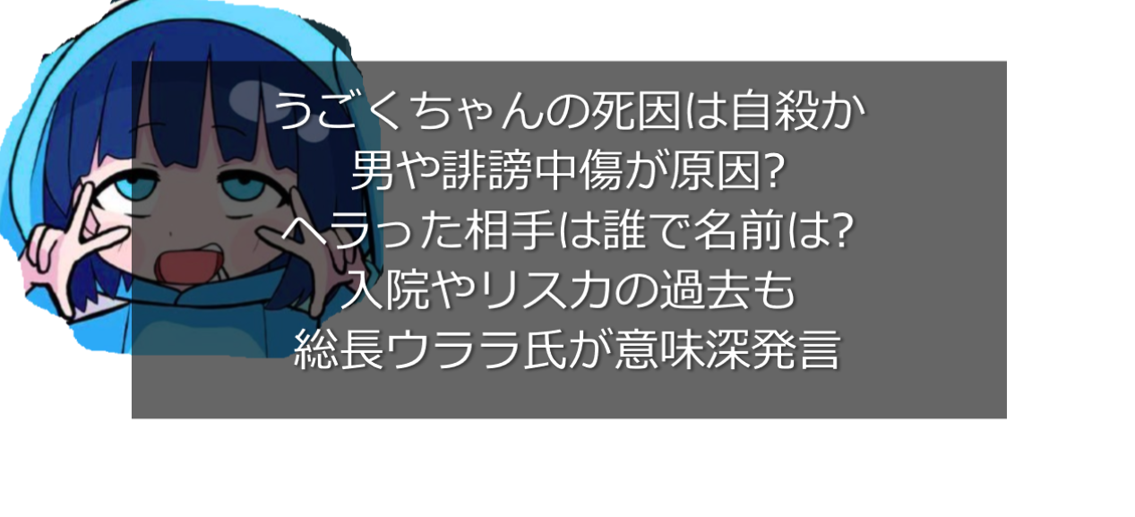 うごくちゃん死因は自殺 男や誹謗中傷で入院やリスカも ウララ氏が告発 うさぎ好き主婦 ウサ子の日常